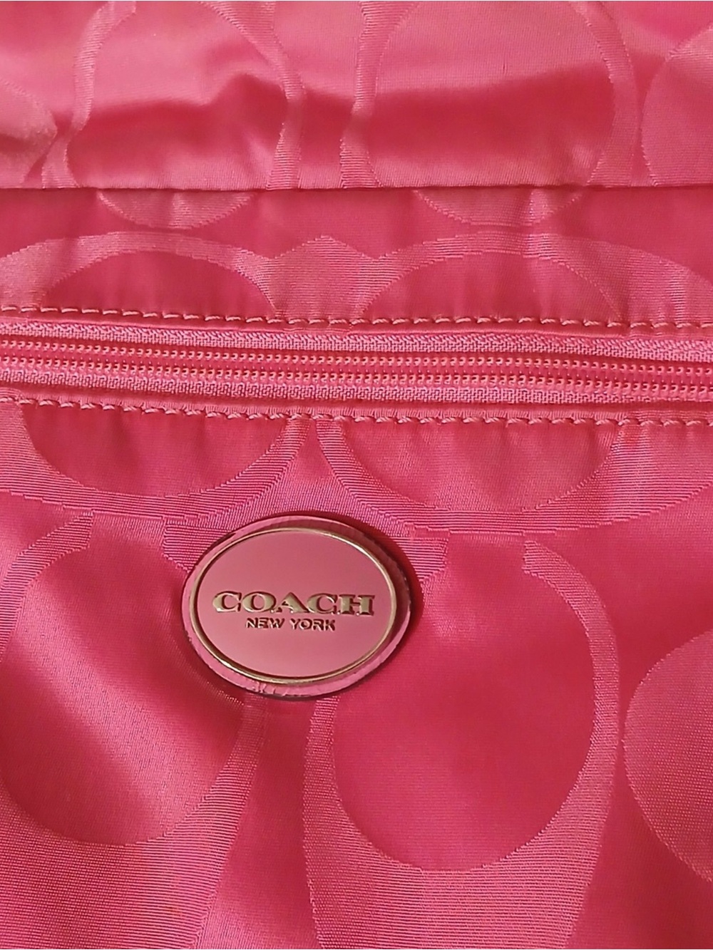 Coach Hot Pink Signature Nylon Crossbody Bag - Picture 3 of 5